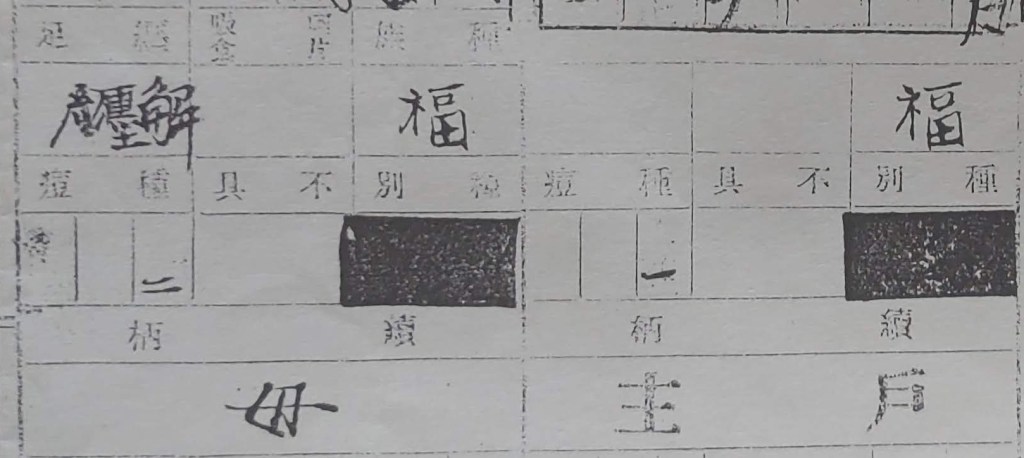 一份包含中文字符的文件,上面有多個欄位和文字。